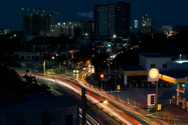 a dark picture of city skyline with buildings