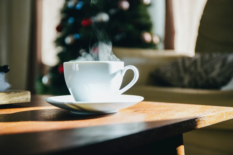 a cup sits on top of a saucer