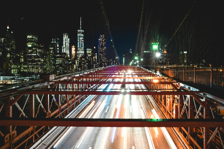 a very long exposure po of a city street at night