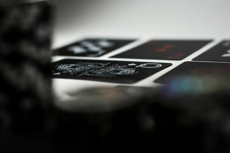 a deck of black and white playing cards