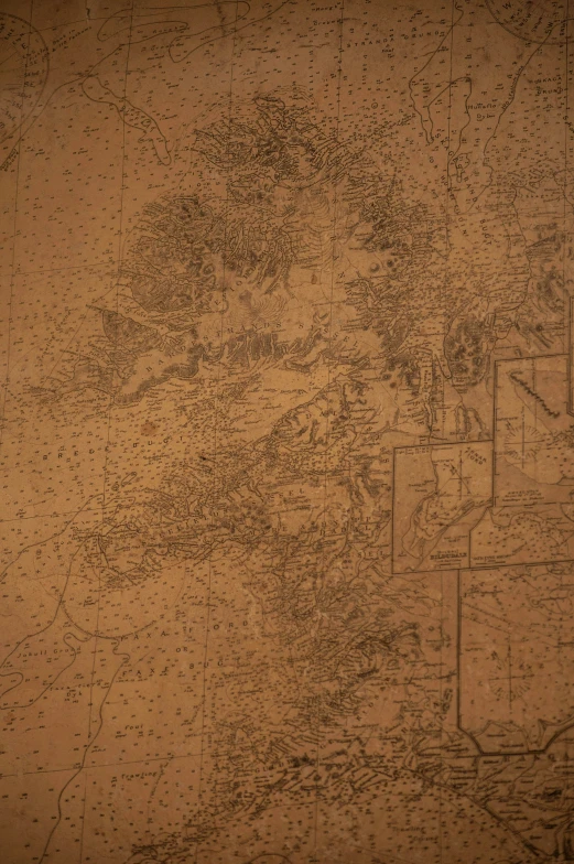 an old map is on a very large wall