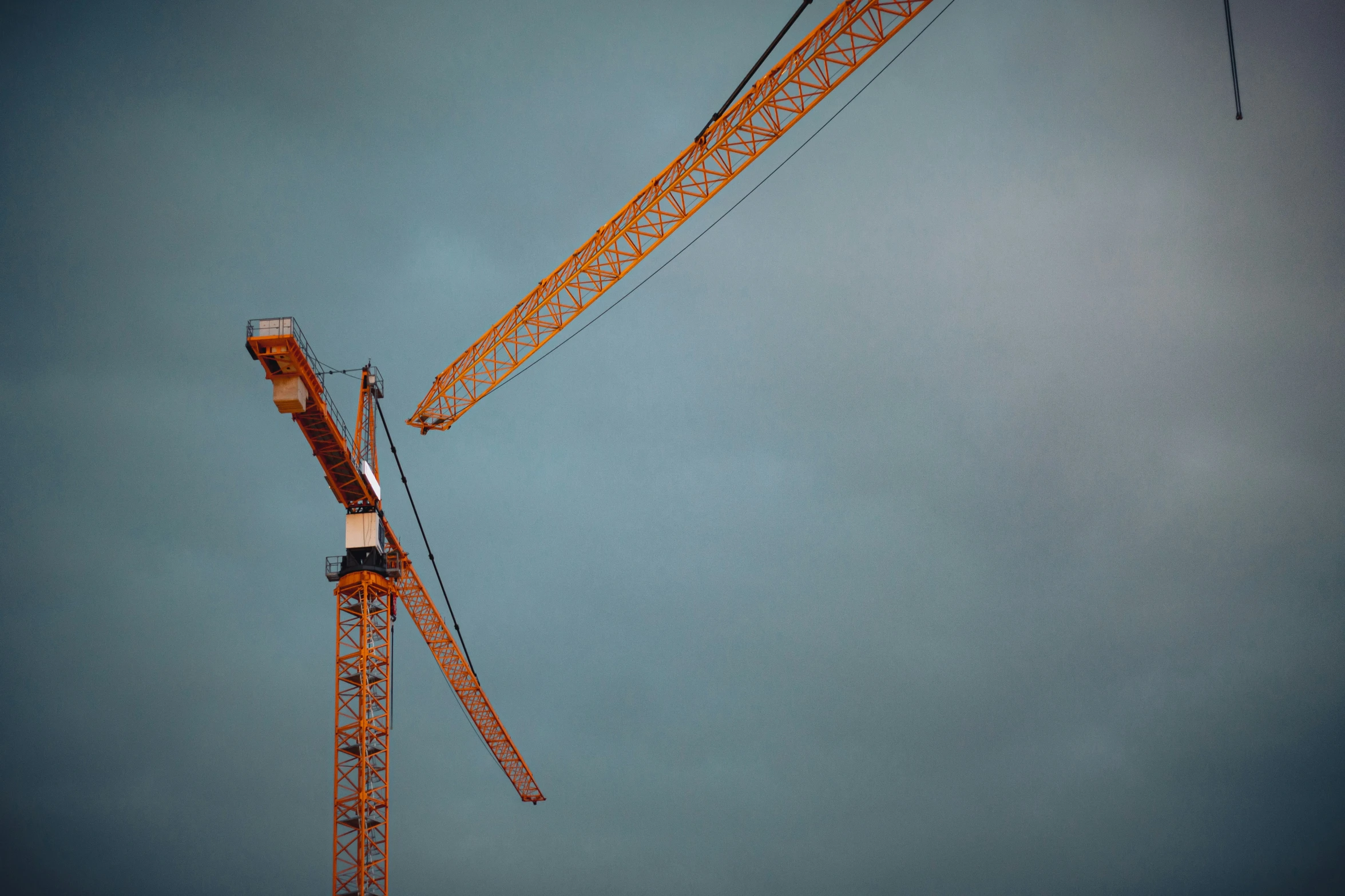 a couple of cranes that are up on a pole