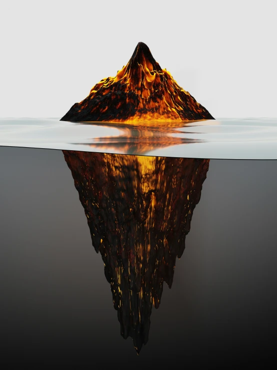 the peak of a mountain in the water