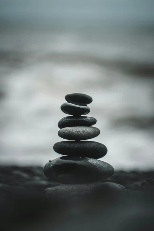 an arrangement of rocks are stacked together