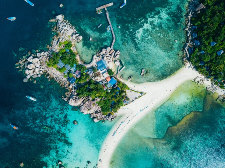 an aerial view of a beautiful tropical island