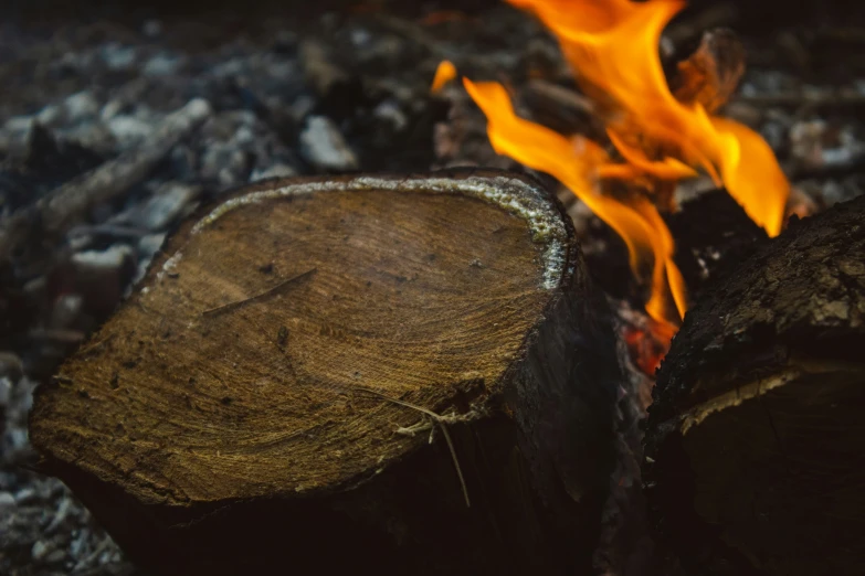 a bonfire is going on with the fire blazing up