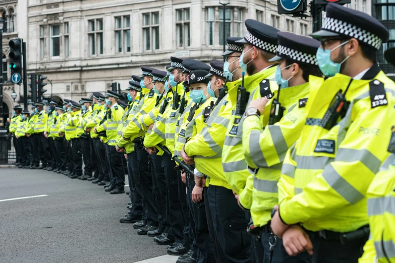 a group of police officers in the city