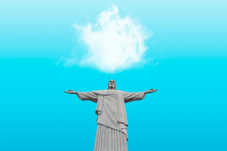 a statue that is standing in the air