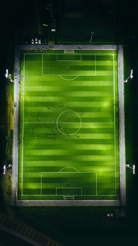 aerial view of a soccer field during daytime