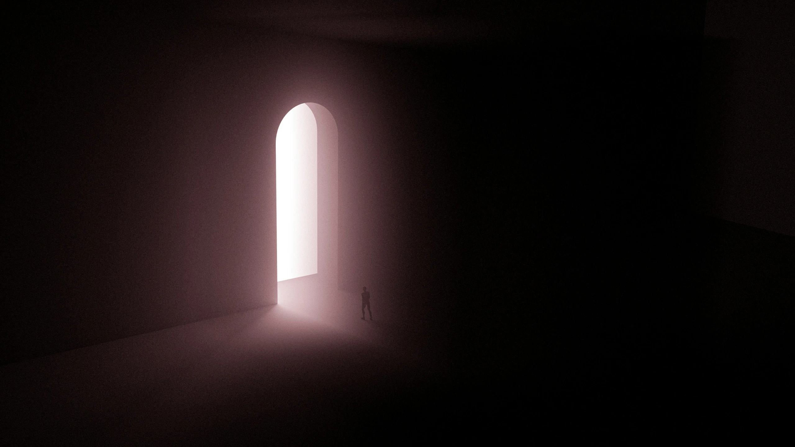 light streaming into the inside of a dimly lit room