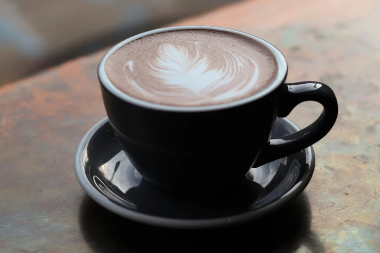 a cup of coffee on a saucer on a table