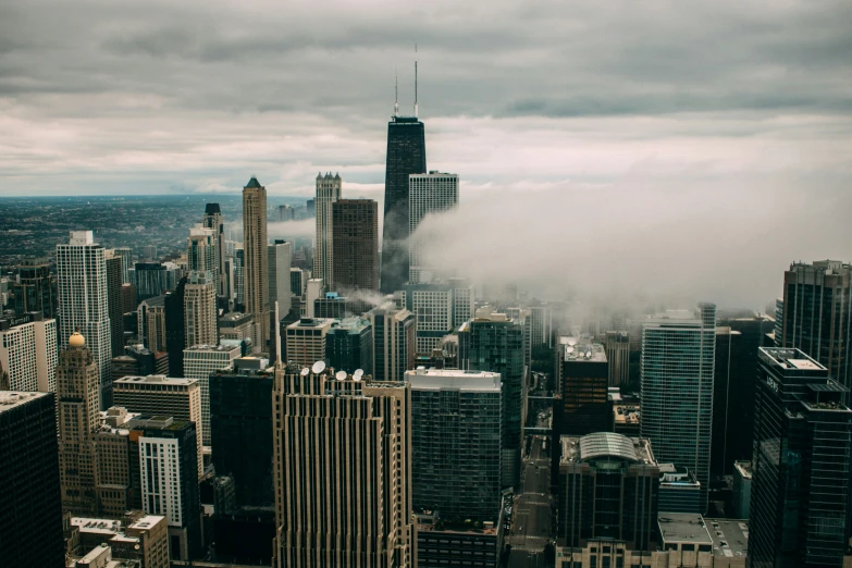 view from the top of skyscrs in a city