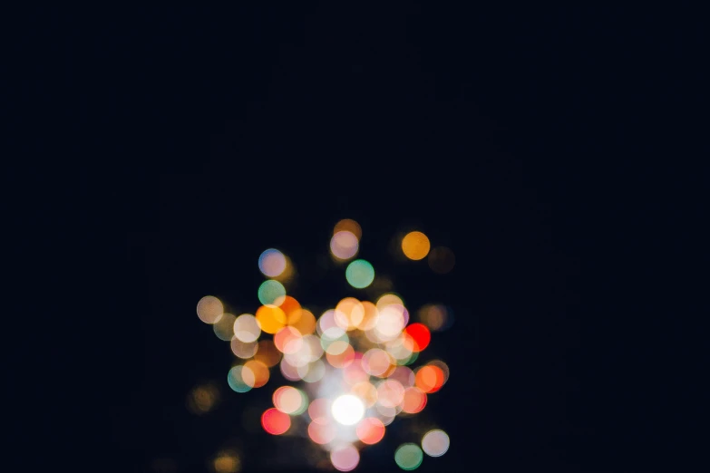 the view of a fireworks display on a black night