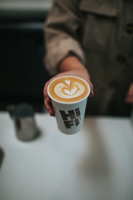 a cup of coffee that is in someone's hands