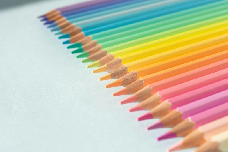 closeup of pencils laid in a row