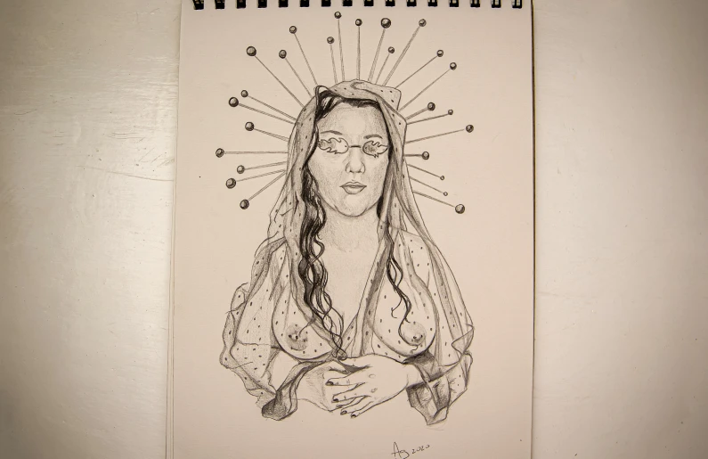 a drawing of a woman with an expression that says self