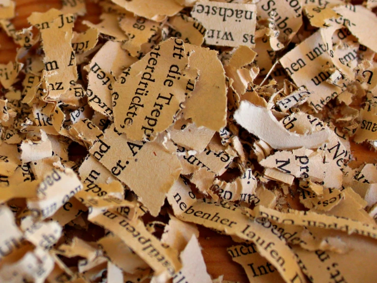 broken pieces of paper that include words that look like letters