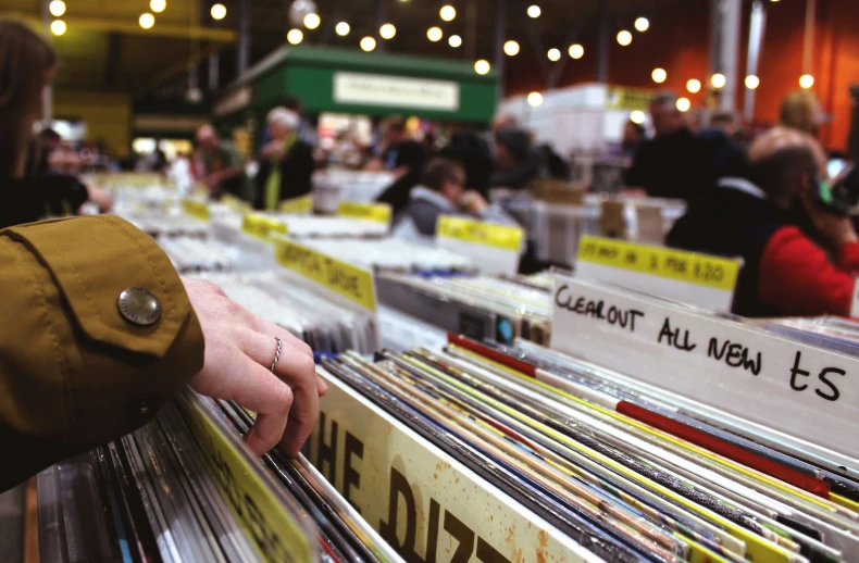 a record store with various records on display