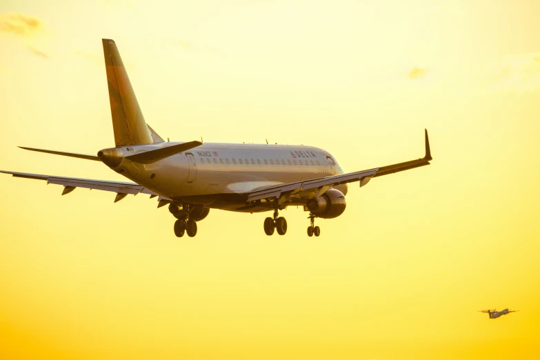 a large airplane is flying in the sky