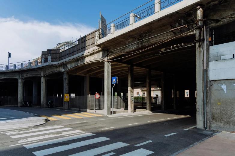 a bus depot with an awning on top