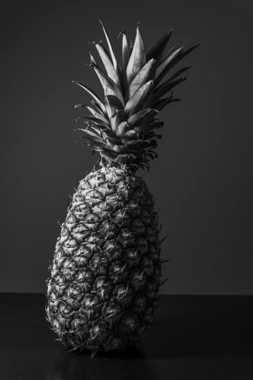 a black and white po of a pineapple