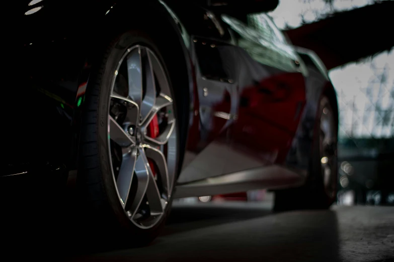 a car that is parked in the dark