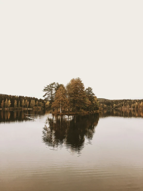 small island on lake in an area with very little trees