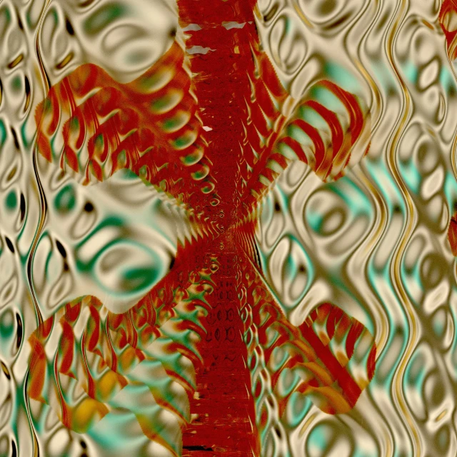 abstract image of red tree on a mirror surface