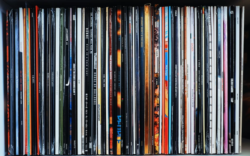 the record collection is full of many different colored records