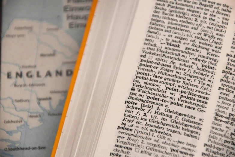 a book sitting on top of a map