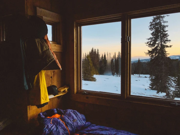 a room that has a view outside of the window