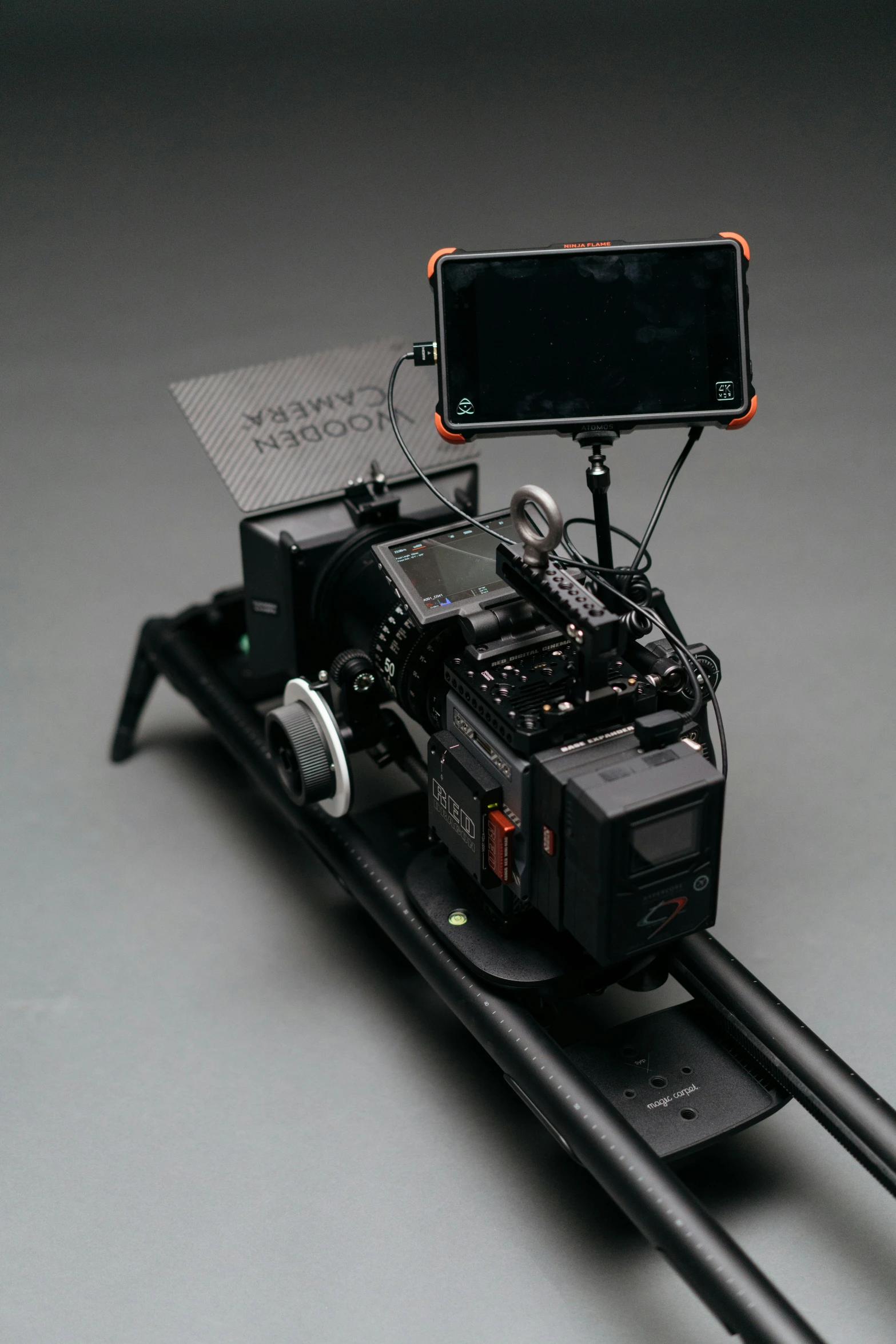 a camera set up on a metal tray