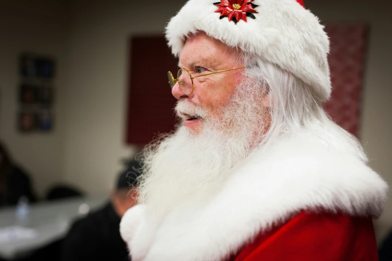 there is a man in the red and white santa suit