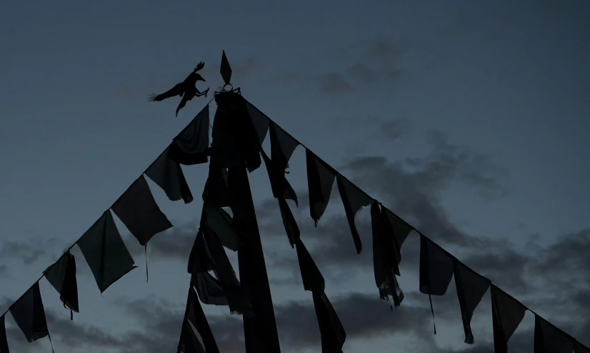 a triangle is shown with several flags flying by