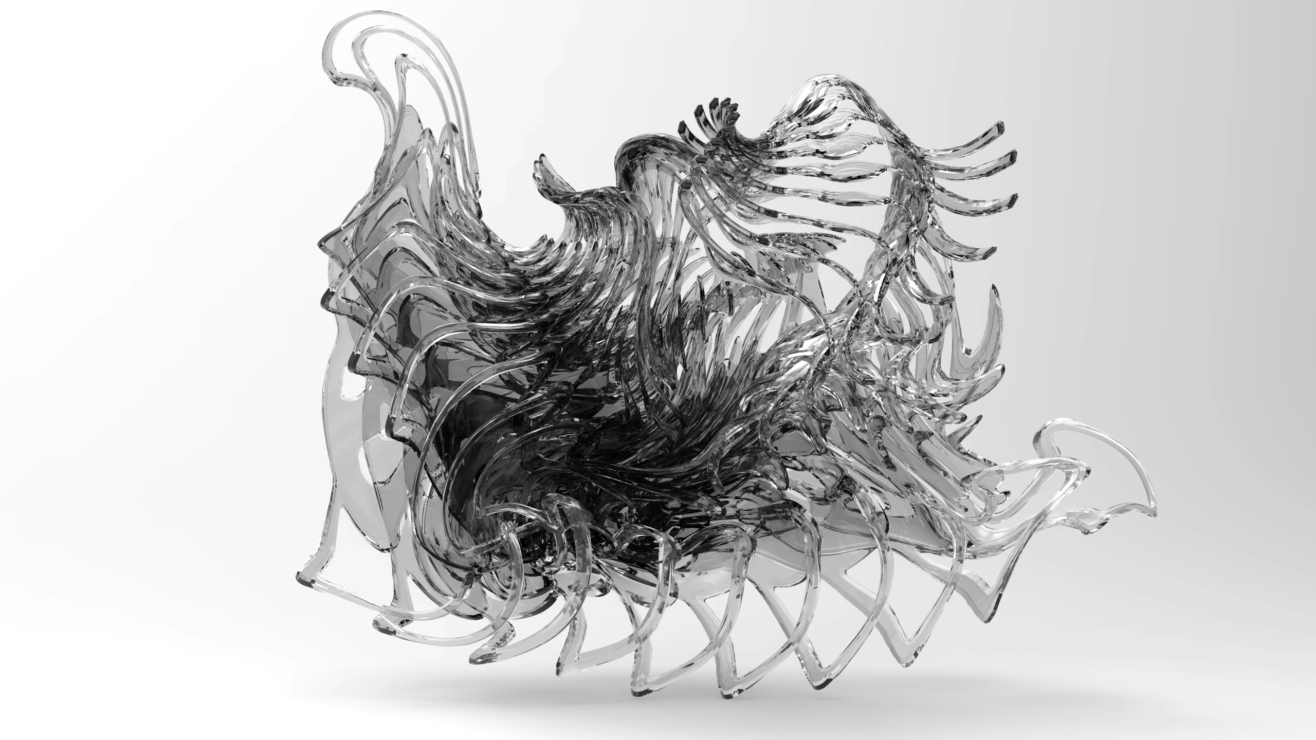 glass sculpture of an animal on a white background