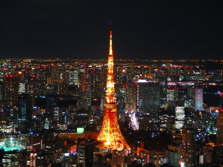 the eiffel tower towering over the city lights