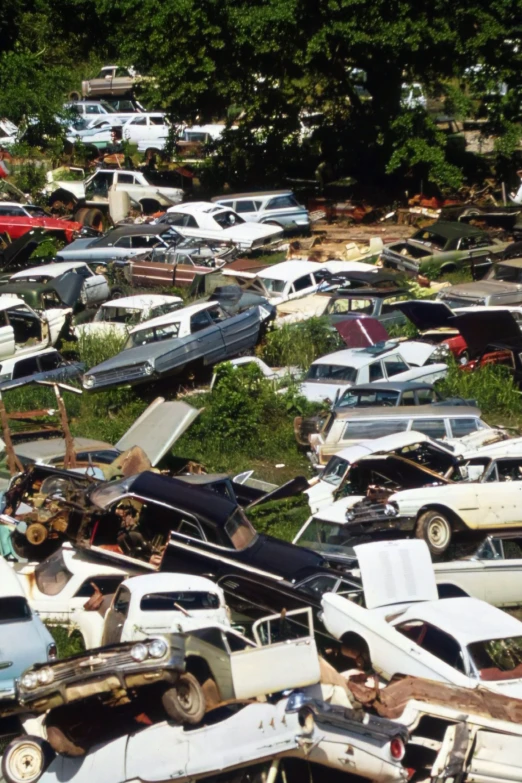 there are many cars piled on top of each other