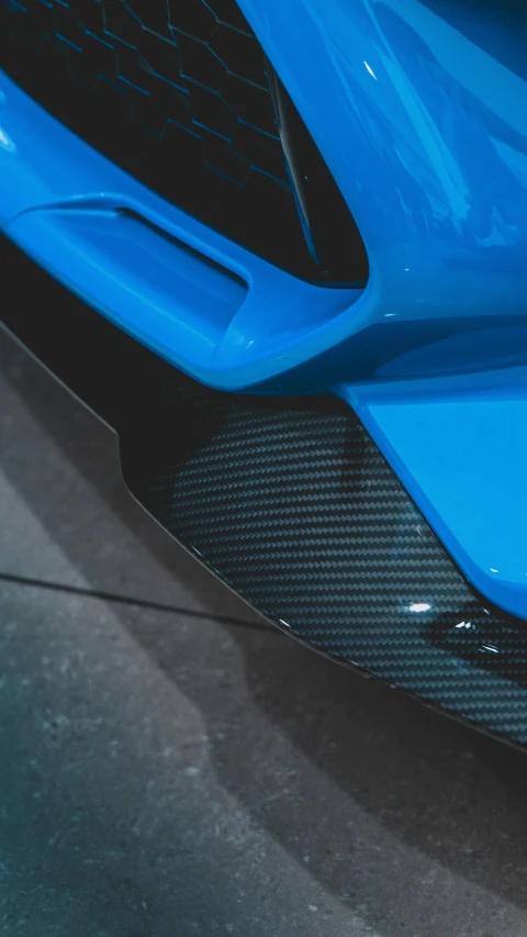 the front view of the blue sports car