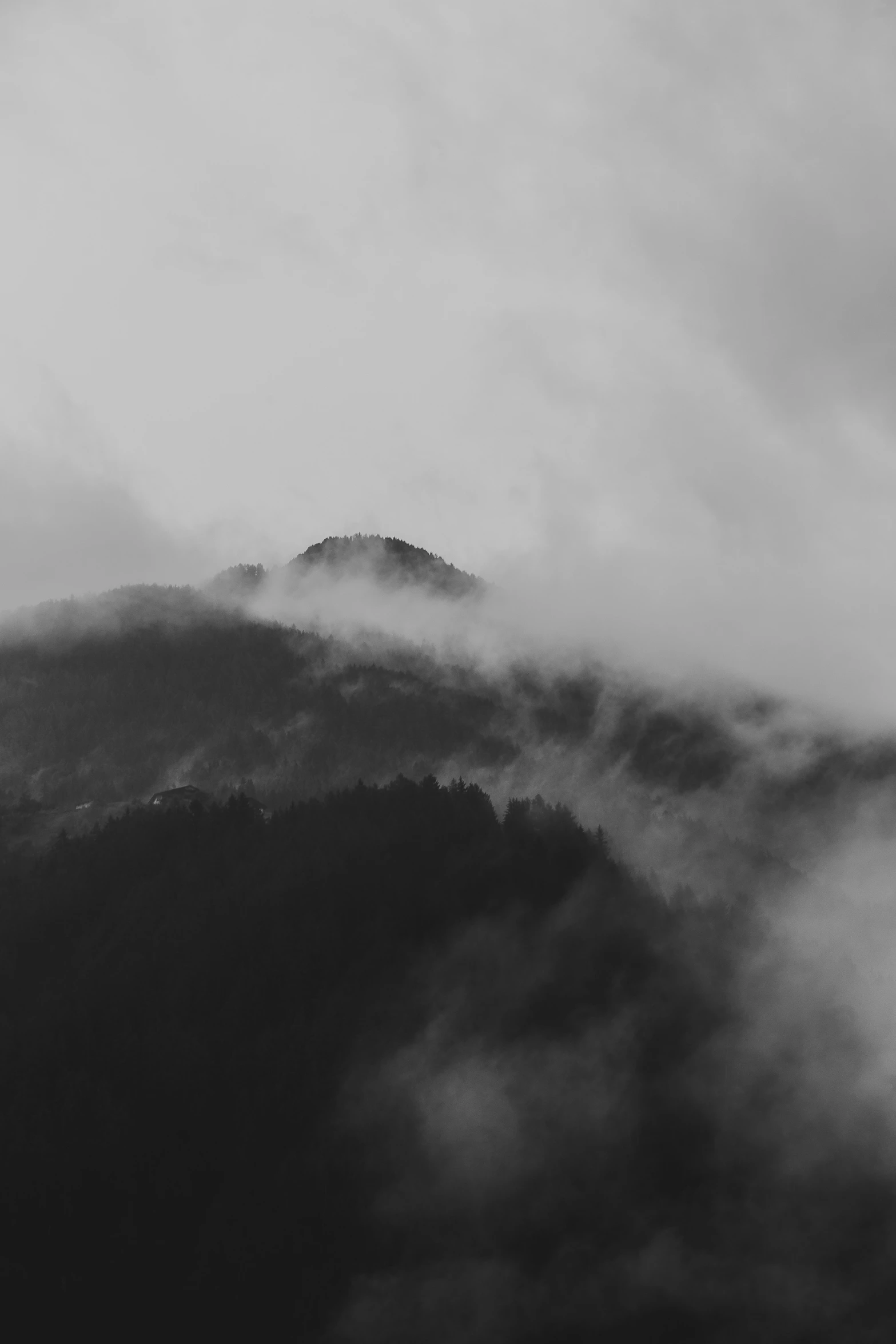 black and white pograph of the top of mountain