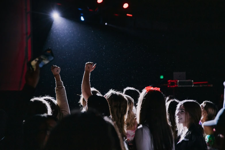 an audience of people in the dark at a music concert