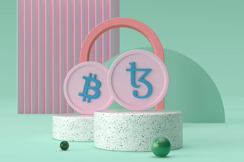 two plastic coin holders with 1 and 1 bit symbols