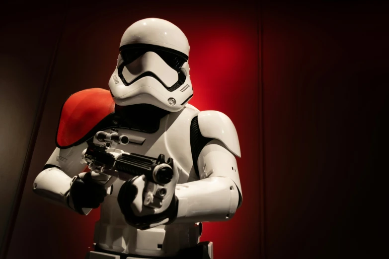 a star wars character with a toy gun