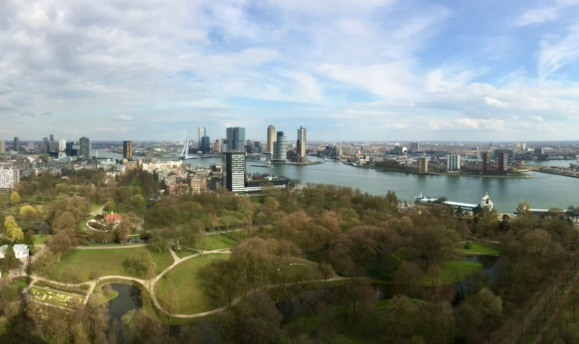 a view from the height of the city and river