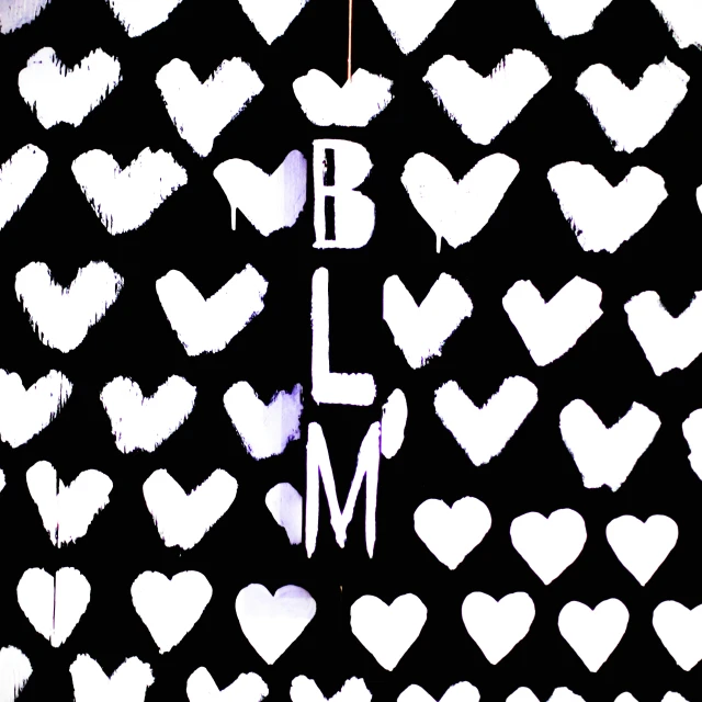 white heart shaped font against black background