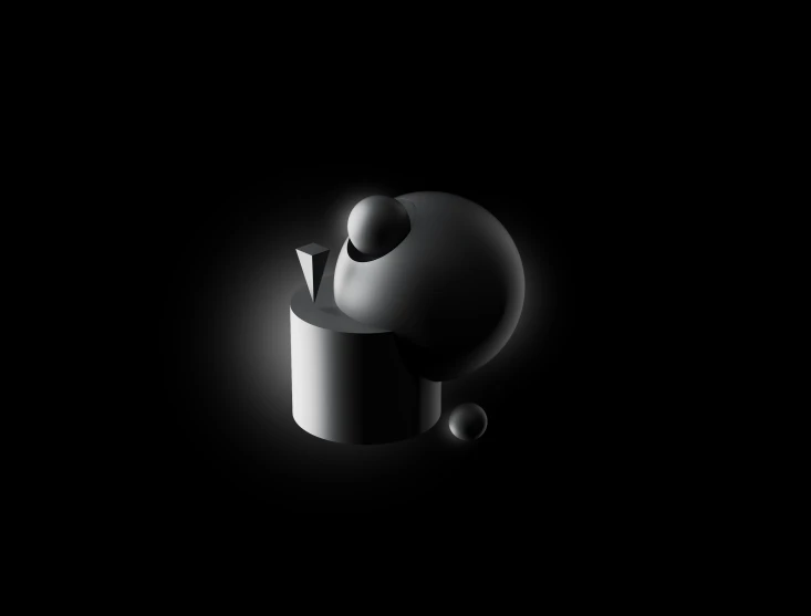 the gray object is shown against a black background