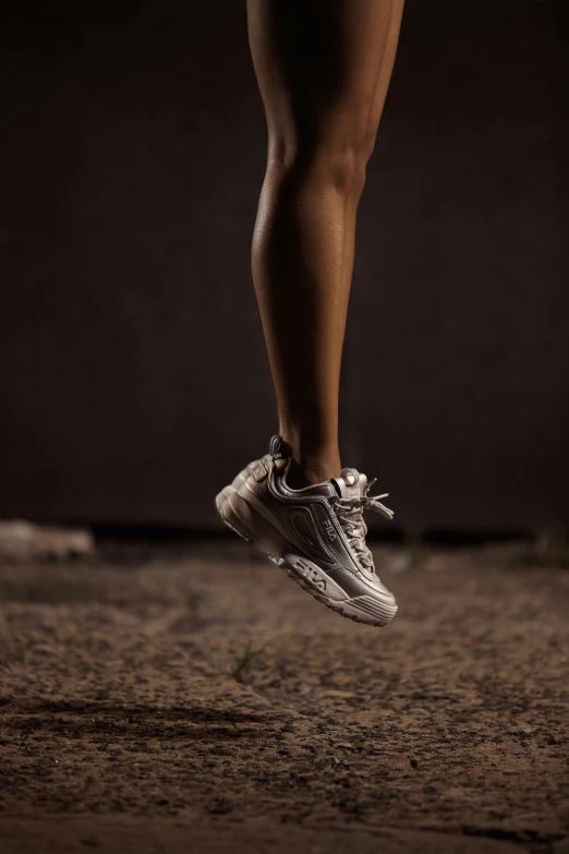 a person standing on top of their feet while jogging