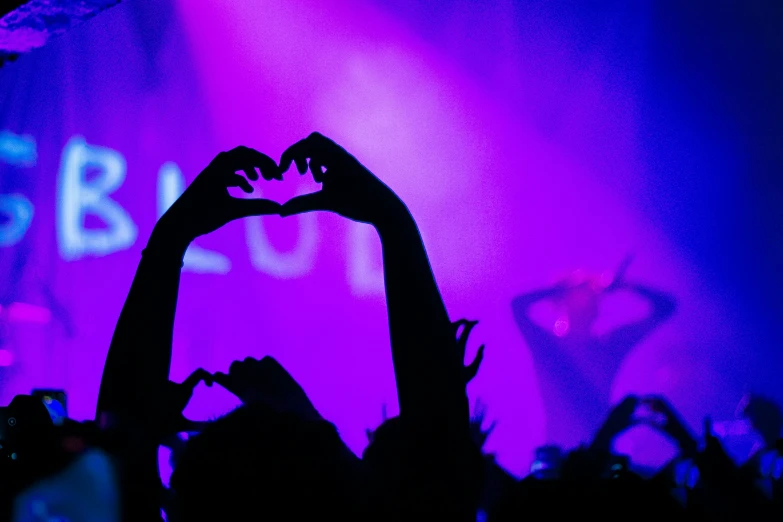 silhouettes of hands forming a heart with their arms