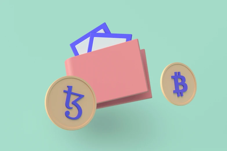an image of a stack of coins and a 3d illustration of a bitcoin