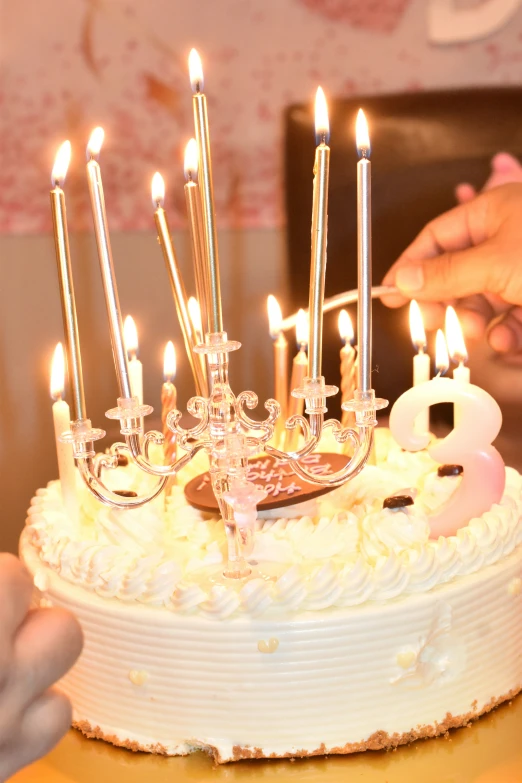 a cake that has candles in the middle