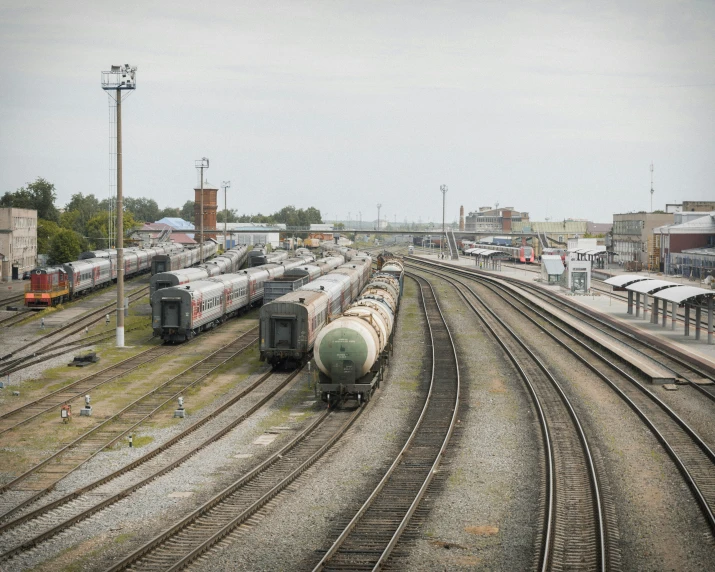 a few trains that are on some train tracks